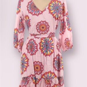 Gibson Pink Maxi Dress with Multicolor Medallion Print